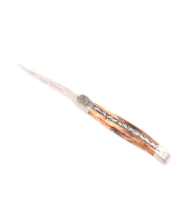 Laguiole en Aubrac Belle Pièce - 12cm loupe de marronnier - platines guillochées