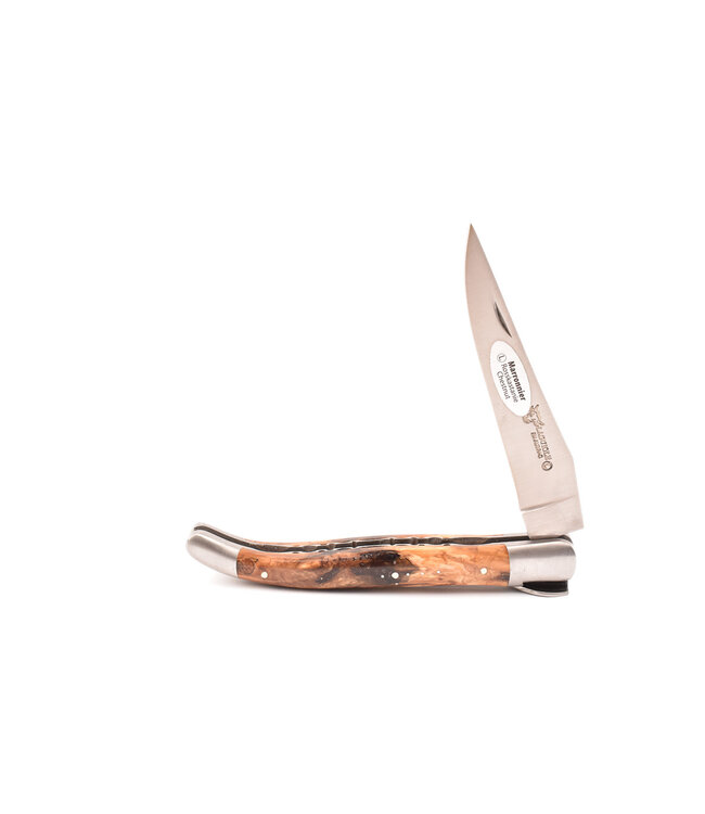 Laguiole en Aubrac Belle Pièce - 12cm  wildekastanje-wortelknol - platines guillochées - mat