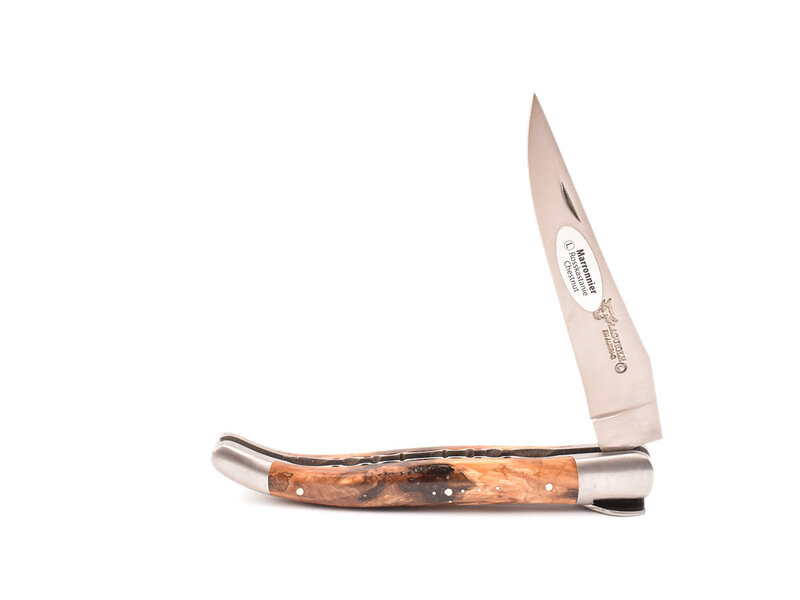 Laguiole en Aubrac Belle Pièce - 12cm loupe de marronnier - platines guillochées