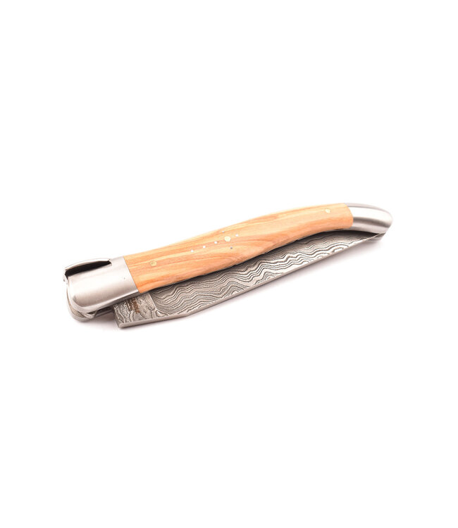 Laguiole en Aubrac Belle Pièce - 12cm olijfhout - speciale bij - damast balbach - mat