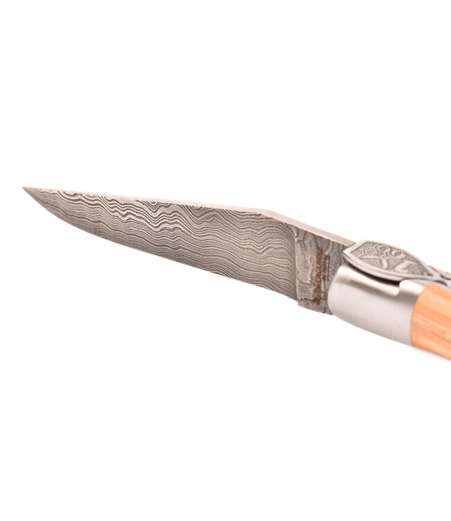 Laguiole en Aubrac Belle Pièce - 12cm olijfhout - speciale bij - damast balbach - mat