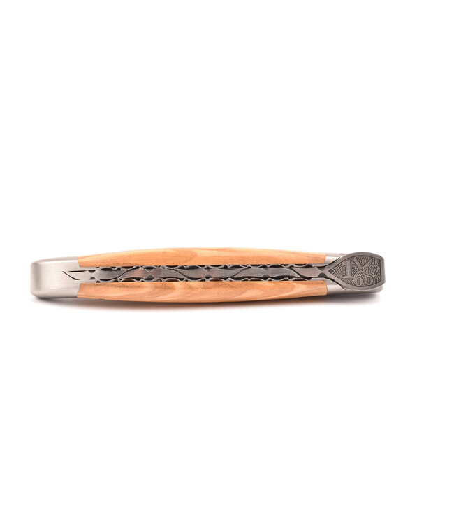 Laguiole en Aubrac Belle Pièce - 12cm olijfhout - speciale bij - damast balbach - mat
