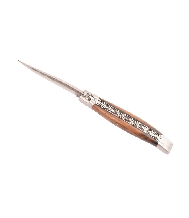 Laguiole en Aubrac 12cm loupe de noyer - brut de forge - double platines - mat