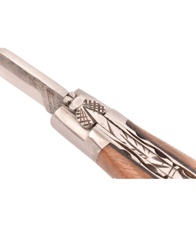 Laguiole en Aubrac 12cm wortelhout van walnoot - brut de forge - double platines - mat