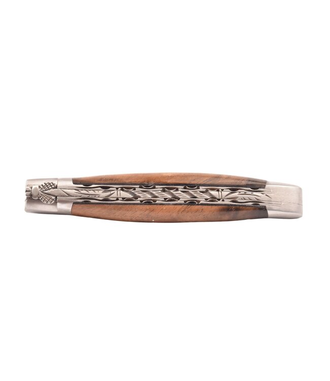Laguiole en Aubrac 12cm wortelhout van walnoot - brut de forge - double platines - mat