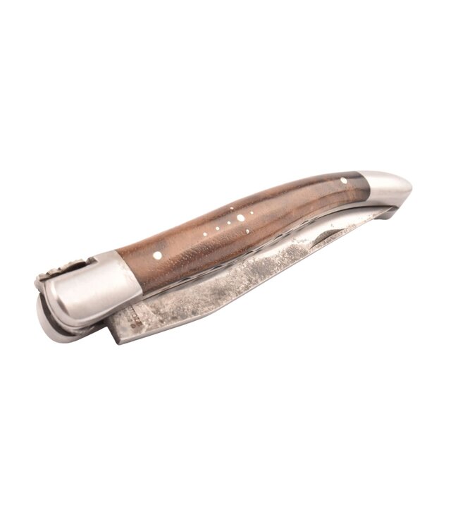Laguiole en Aubrac 12cm wortelhout van walnoot - brut de forge - double platines - mat
