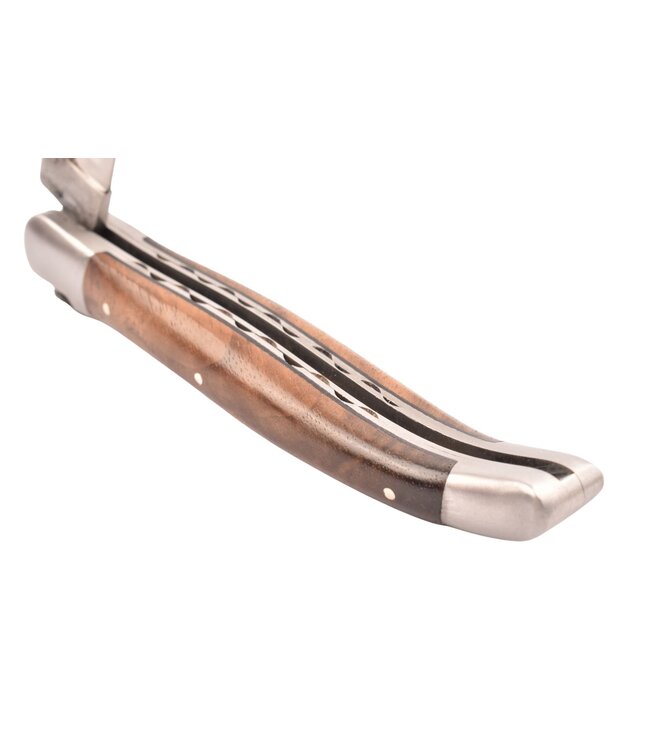 Laguiole en Aubrac 12cm wortelhout van walnoot - brut de forge - double platines - mat