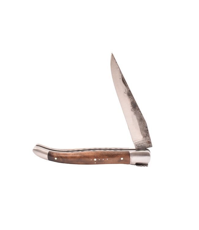 Laguiole en Aubrac 12cm wortelhout van walnoot - brut de forge - double platines - mat