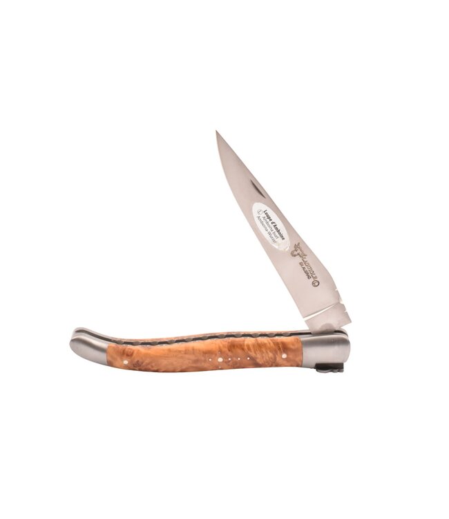 Laguiole en Aubrac 12cm loupe d'amboine - platines guillochées - mat