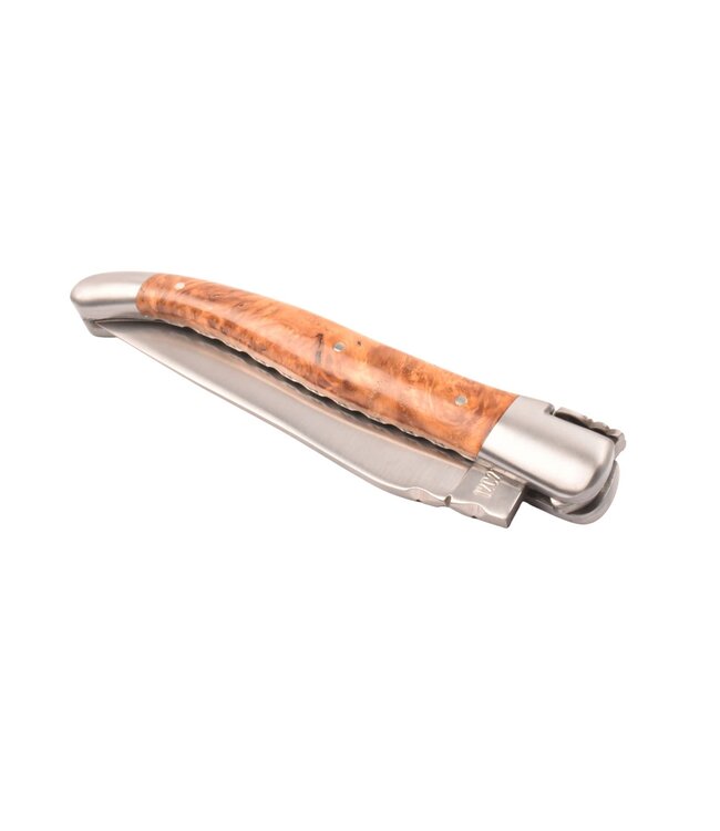 Laguiole en Aubrac 12cm loupe d'amboine - platines guillochées - mat