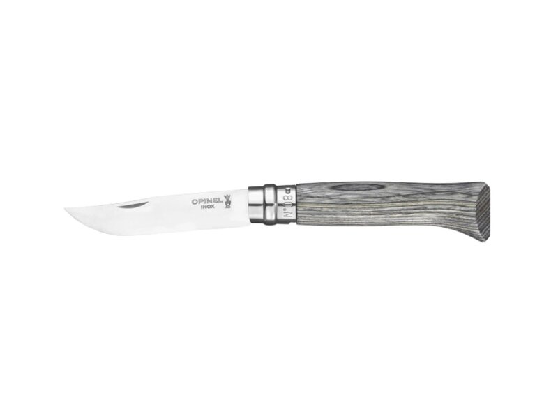Opinel N°08 met heft in gelamineerd berkenhout grijs