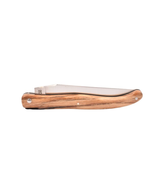 Laguiole en Aubrac Belle pièce - 12cm hout uit Aubrac - platines guillochées - plein manche - mat