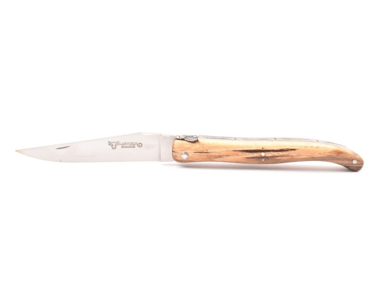 Laguiole en Aubrac Belle pièce 2024/10 - 12cm bois d'aubrac - platines guillochées - plein manche