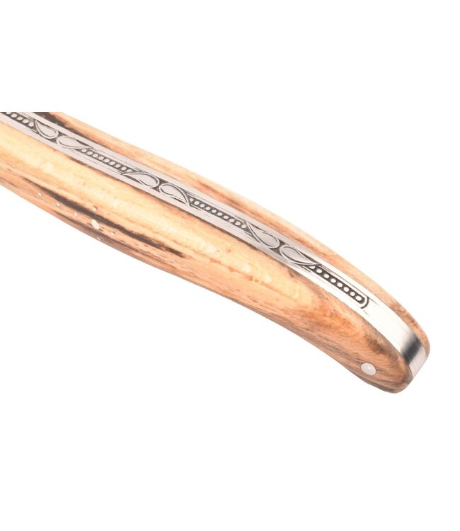 Laguiole en Aubrac Belle pièce - 12cm bois d'aubrac - platines guillochées - plein manche - mat