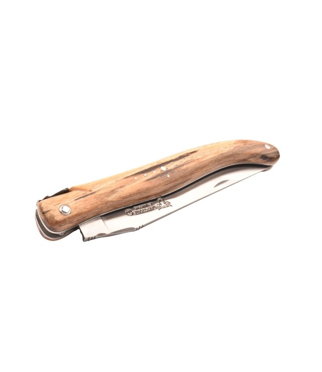 Laguiole en Aubrac Belle pièce - 12cm hout uit Aubrac - platines guillochées - plein manche - mat