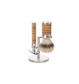 Muhle Rocca scheerset in berkenschors - safety razor - kwast silvertip fibre