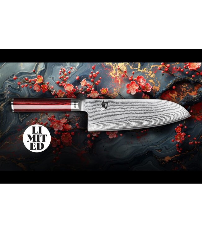 Kai Shun Classic Red Santoku 19cm - Limited Edition
