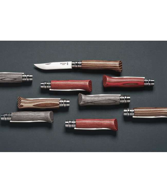 Opinel N°08 met heft in gelamineerd berkenhout bruin