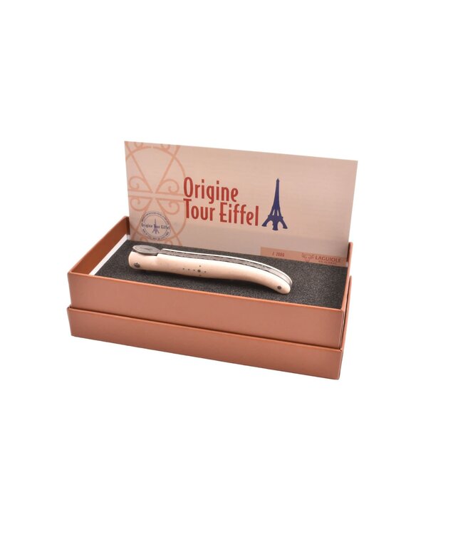 Laguiole en Aubrac "Origine Tour Eiffel" - 12cm geborsteld elforyn - plein manche