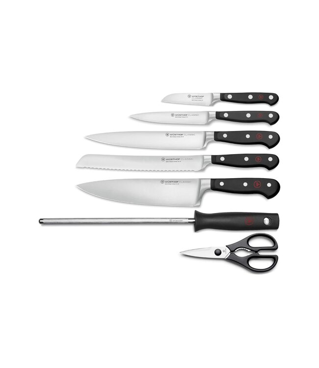 Wusthof Promo Classic messenblok gevuld 7 delig blank beukenhout
