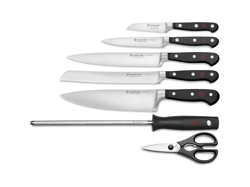 Wusthof Promo Classic messenblok gevuld 7 delig blank beukenhout