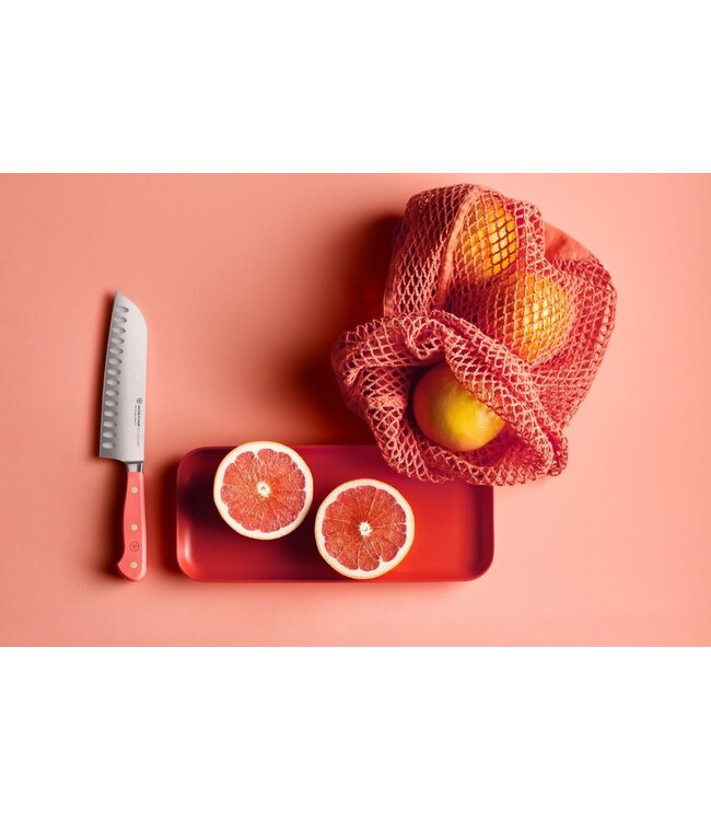 Wusthof Santoku 17cm met kuiltjes Coral Peach
