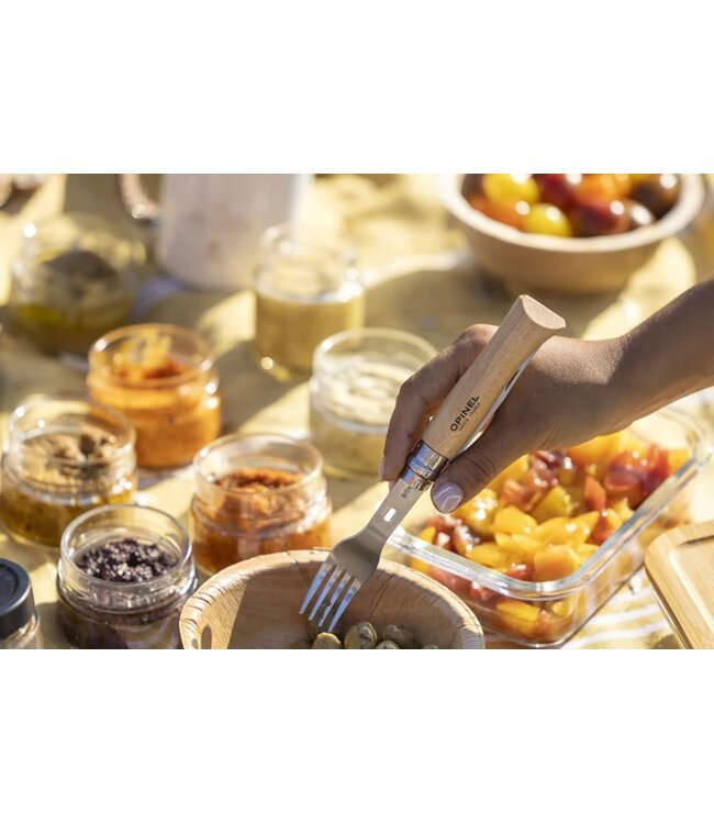 Opinel Picnic + set met lepel- en vorkopzetstuk en microvezel servet