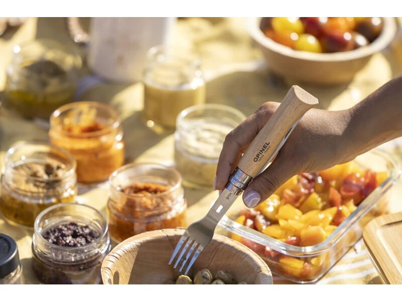 Opinel Picnic + set met lepel- en vorkopzetstuk en microvezel servet