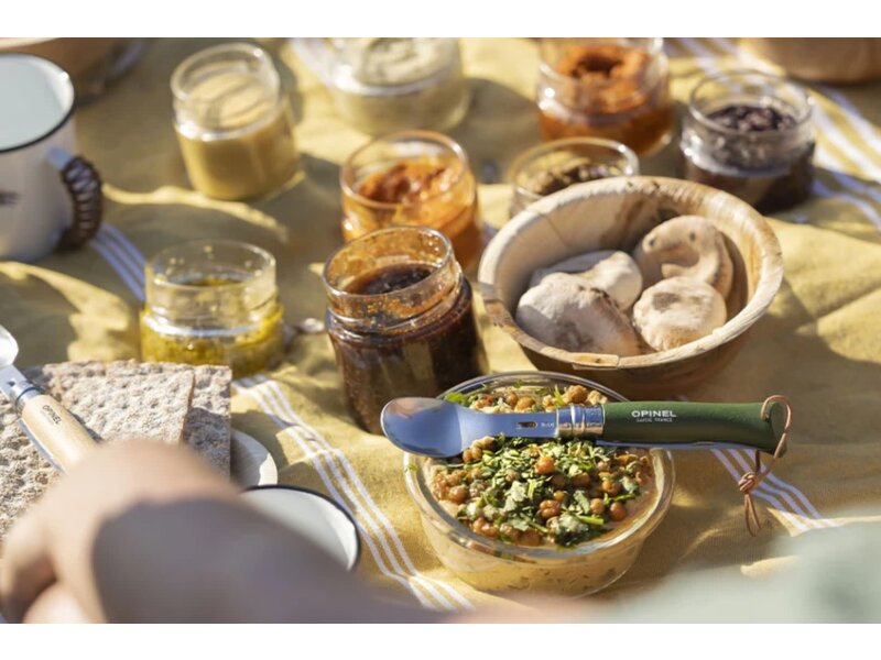 Opinel Picnic + set met lepel- en vorkopzetstuk en microvezel servet