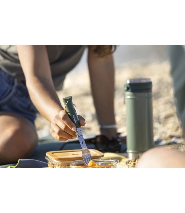 Opinel Picnic + set met lepel- en vorkopzetstuk en microvezel servet
