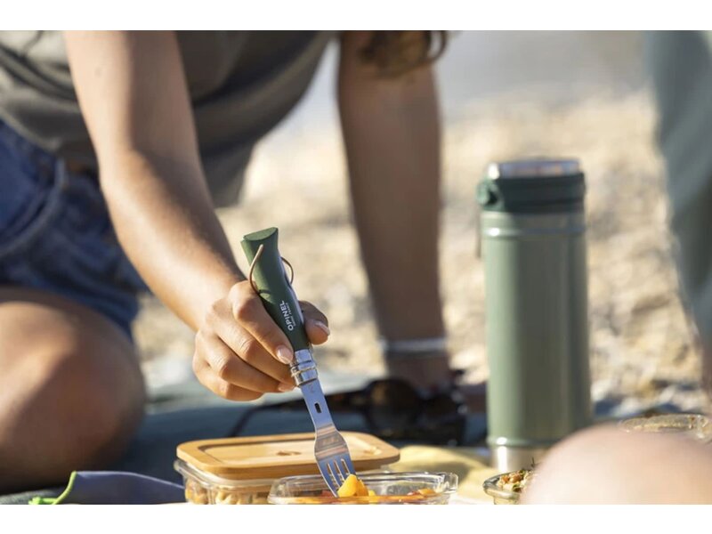 Opinel Picnic + set met lepel- en vorkopzetstuk en microvezel servet