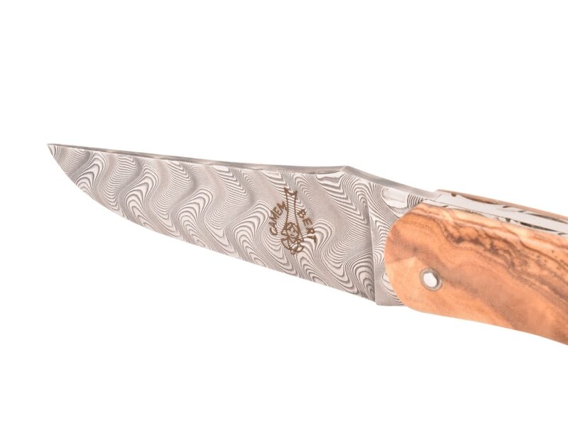 Camembert 11cm olijfhout - platines guillochées - damast