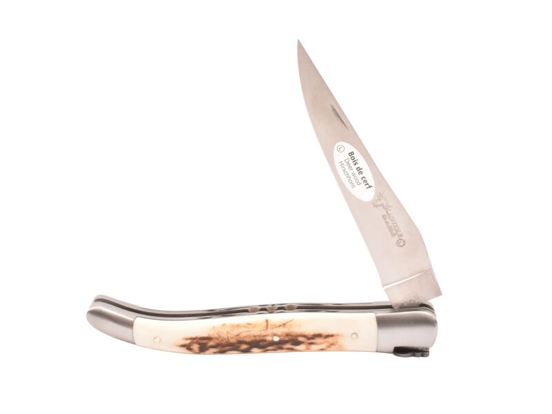 Laguiole en Aubrac 12cm bois de cerf - double platines - mat