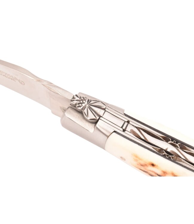 Laguiole en Aubrac 12cm bois de cerf - double platines - mat