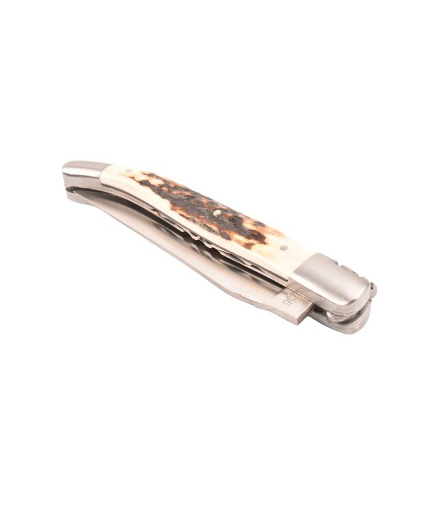 Laguiole en Aubrac 12cm bois de cerf - double platines - mat