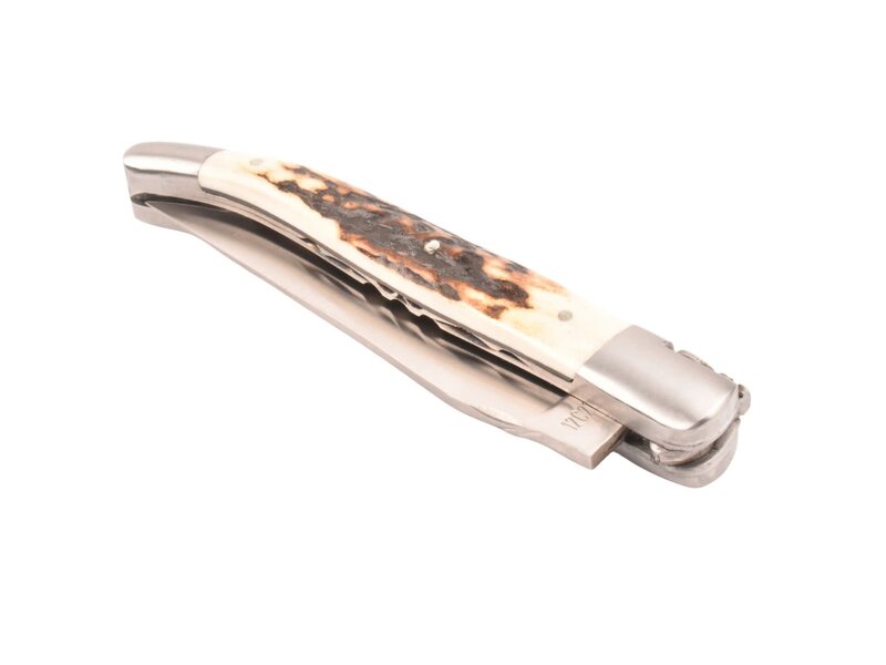 Laguiole en Aubrac 12cm bois de cerf - double platines - mat