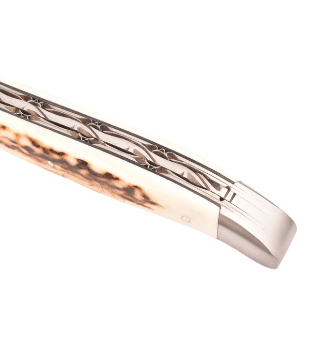 Laguiole en Aubrac 12cm bois de cerf - double platines - mat