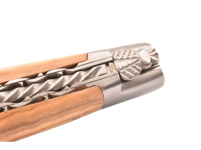 Laguiole en Aubrac 12cm olijfhout - spirale - double platines - mat