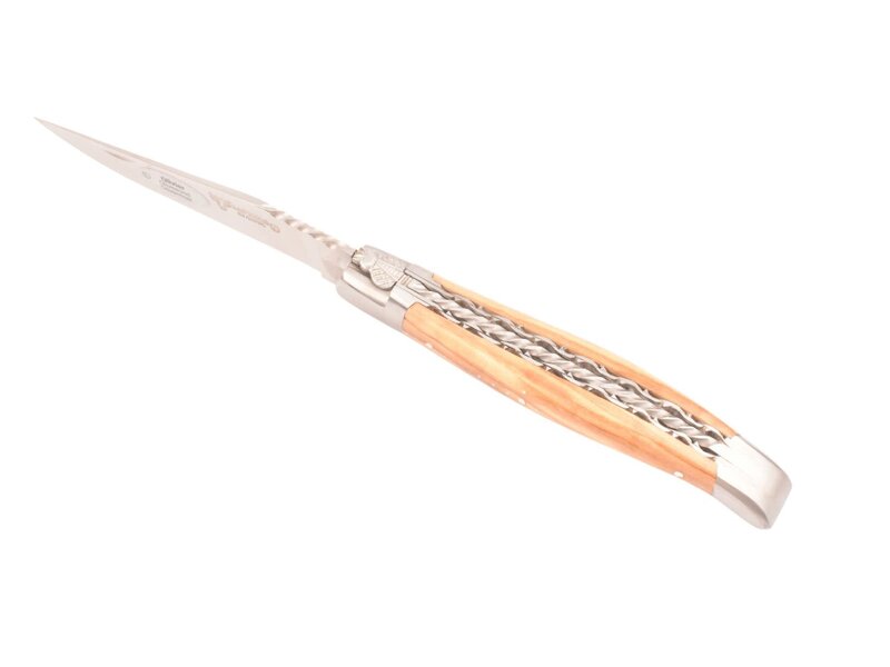 Laguiole en Aubrac 12cm olijfhout - spirale - double platines - mat
