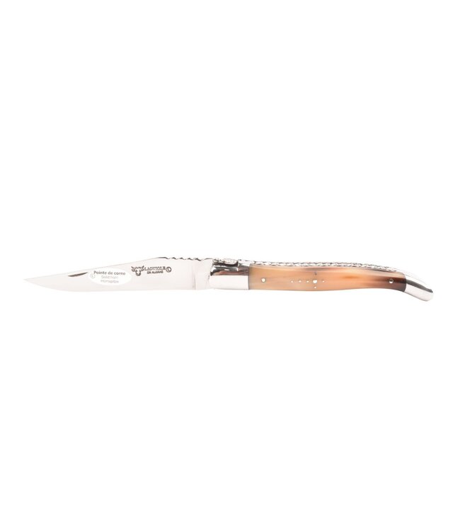 Laguiole en Aubrac 12cm punthoorn - spiraal - double platines - glanzend