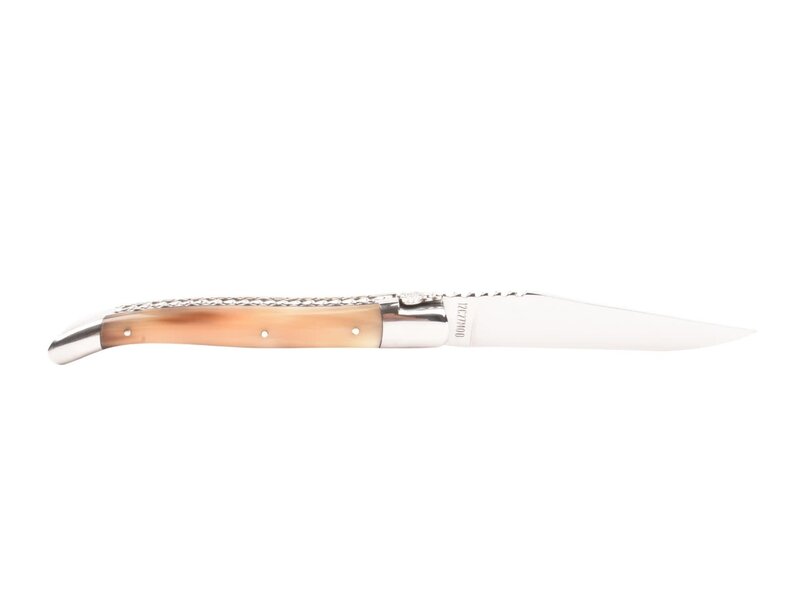Laguiole en Aubrac 12cm punthoorn - spirale - double platines - glanzend
