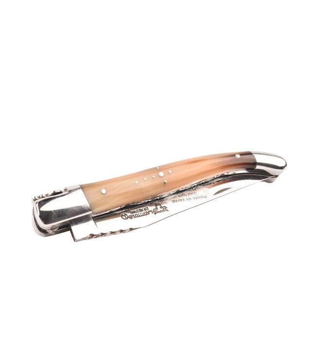 Laguiole en Aubrac 12cm punthoorn - spiraal - double platines - glanzend