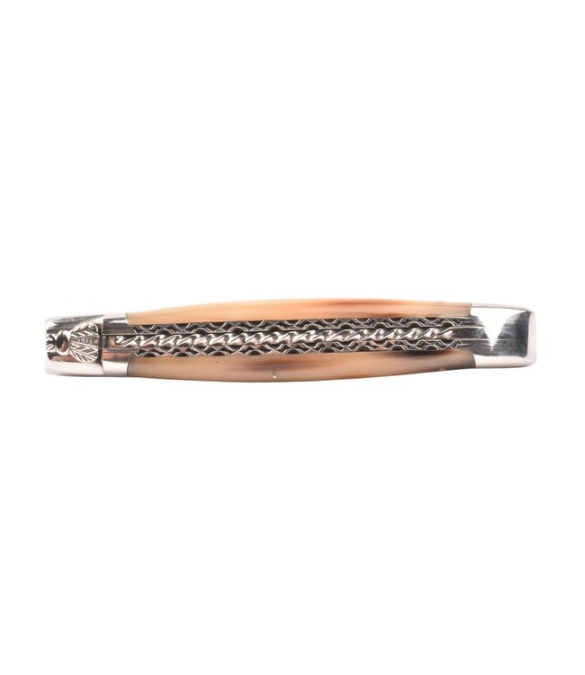 Laguiole en Aubrac 12cm punthoorn - spiraal - double platines - glanzend