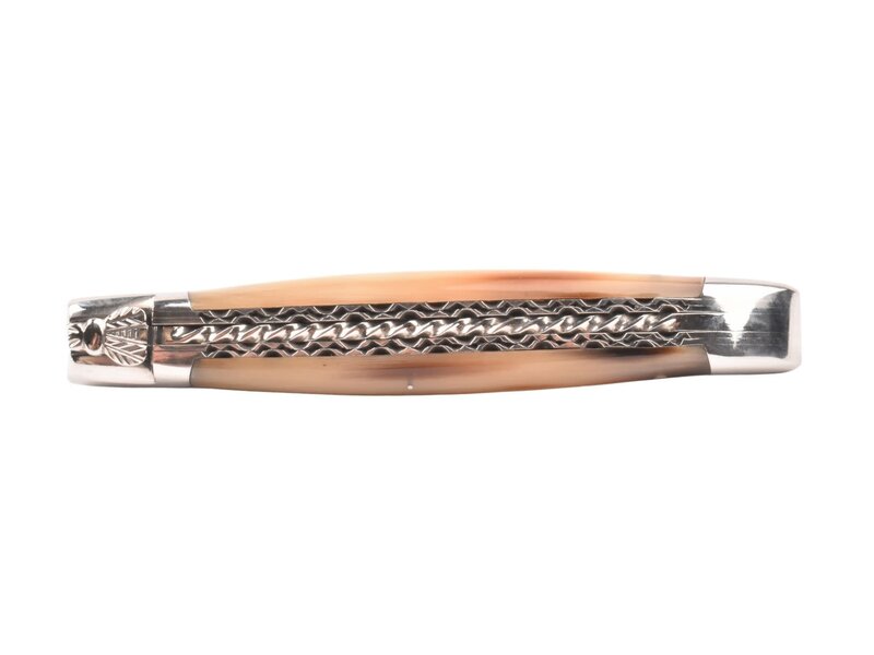 Laguiole en Aubrac 12cm punthoorn - spirale - double platines - glanzend