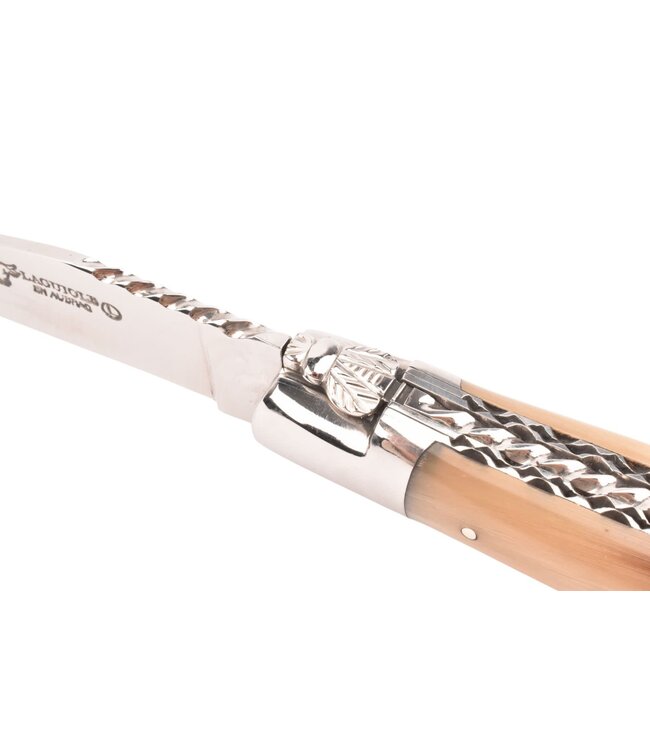 Laguiole en Aubrac 12cm punthoorn - spirale - double platines - glanzend