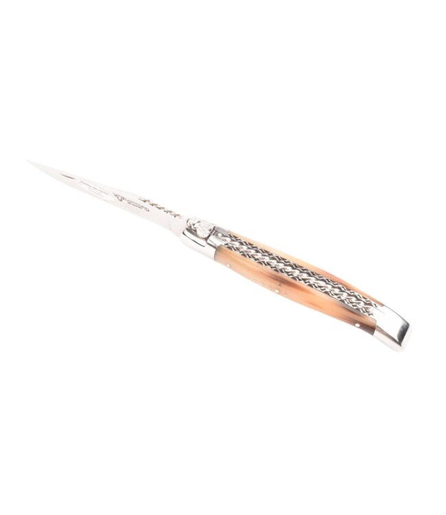 Laguiole en Aubrac 12cm punthoorn - spiraal - double platines - glanzend