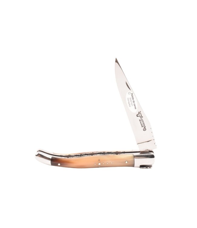 Laguiole en Aubrac 12cm punthoorn - spiraal - double platines - glanzend