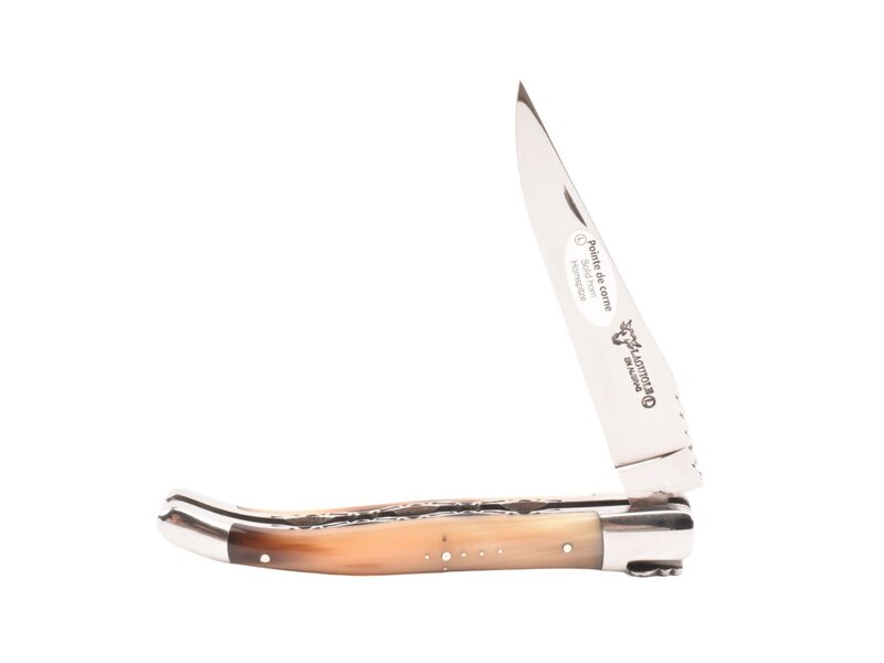Laguiole en Aubrac 12cm punthoorn - spirale - double platines - glanzend