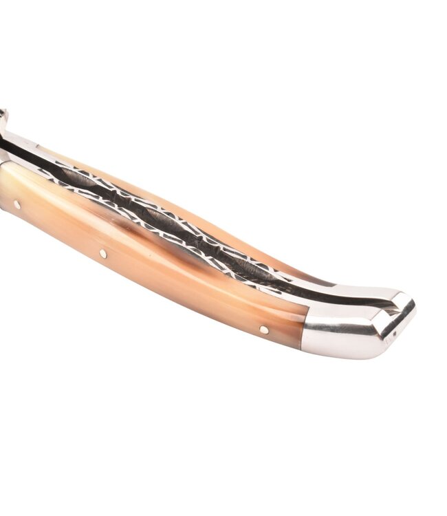 Laguiole en Aubrac 12cm punthoorn - spirale - double platines - glanzend