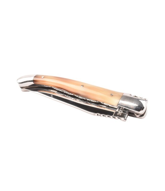 Laguiole en Aubrac 12cm punthoorn - spiraal - double platines - glanzend